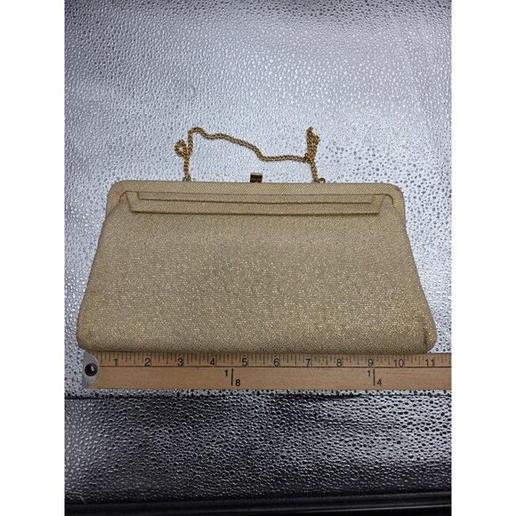 Vintage Gold Mesh Evening Clutch Bag With Chain Strap - Picture 7 of 8